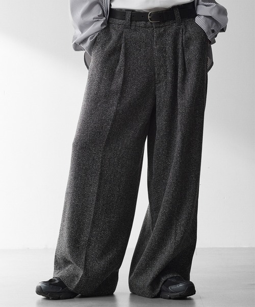 RUUBON パンツ 「RUUBON」nep tweed center press slacks/ネップ