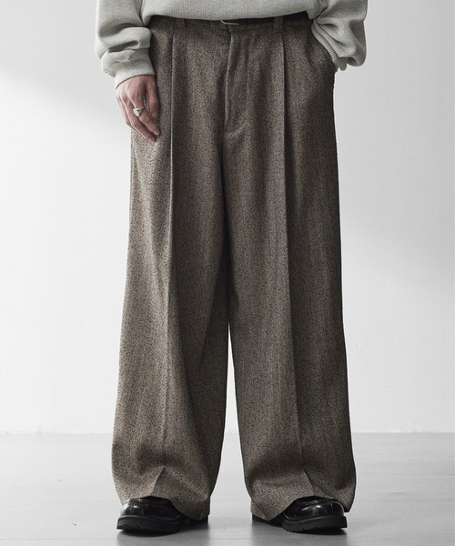 RUUBON パンツ 「RUUBON」nep tweed center press slacks/ネップ
