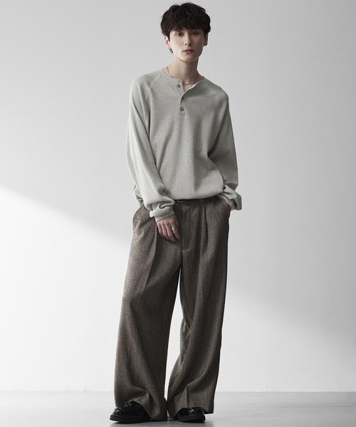 RUUBON パンツ 「RUUBON」nep tweed center press slacks/ネップ