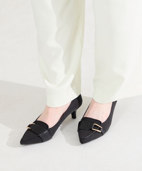 バックル付きブラックパンプス バックルベルトバックストラップパンプス（パンプス） | ESPERANZA