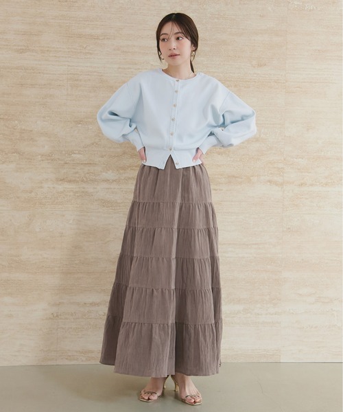 natural couture ロング スカート サテンティアードスカート