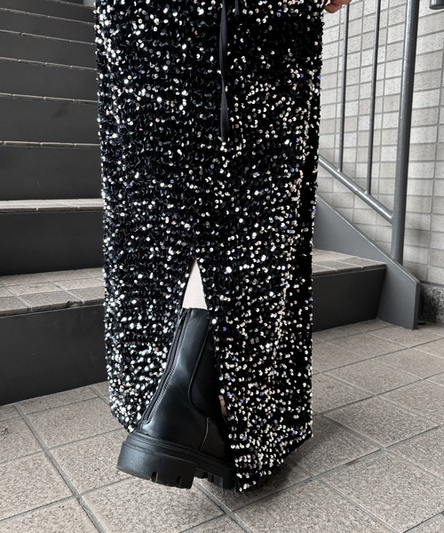 「ISOOK」 ロングスカート FREE ブラック レディース_画像2