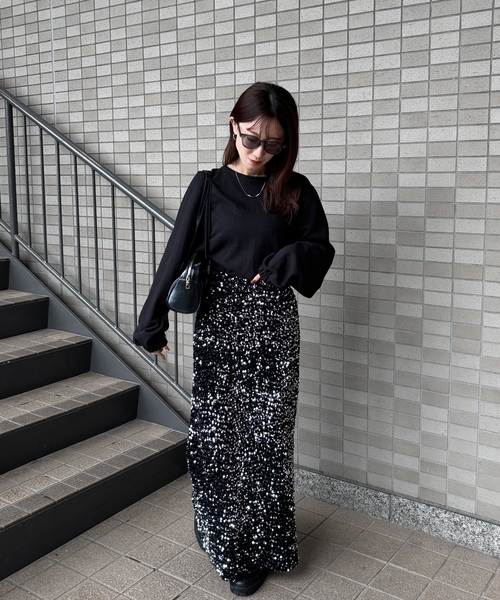 「ISOOK」 ロングスカート FREE ブラック レディース_画像5