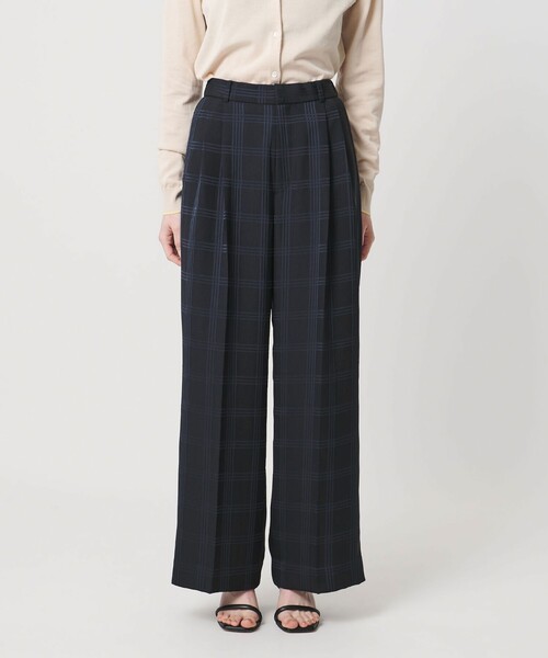 新品タグ付 ワイドパンツ チェック ネイビー サイズⅡ日本製 UNITED ARROWS（ユナイテッドアローズ） ワイドパンツ スラックス