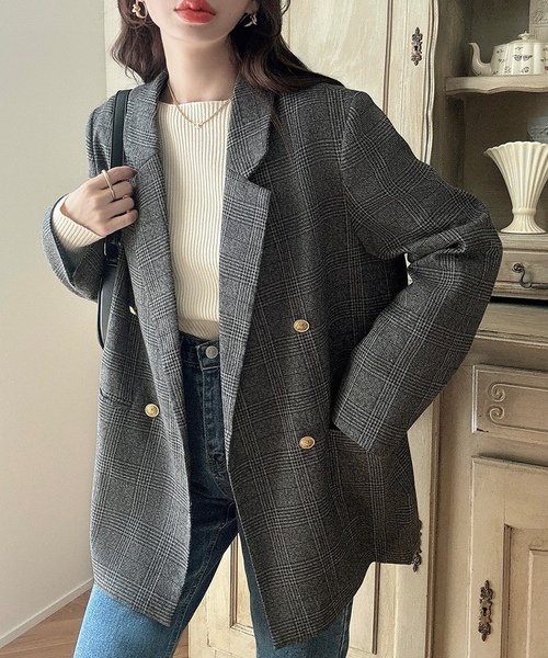 「Meiru」 テーラードジャケット LARGE モカ レディース_画像2