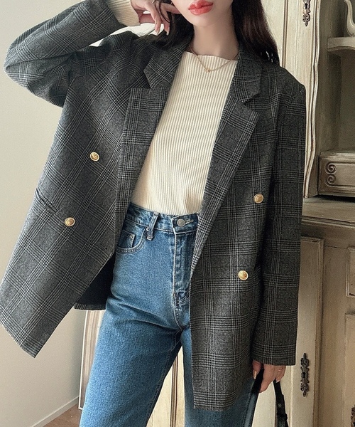 「Meiru」 テーラードジャケット LARGE モカ レディース_画像4