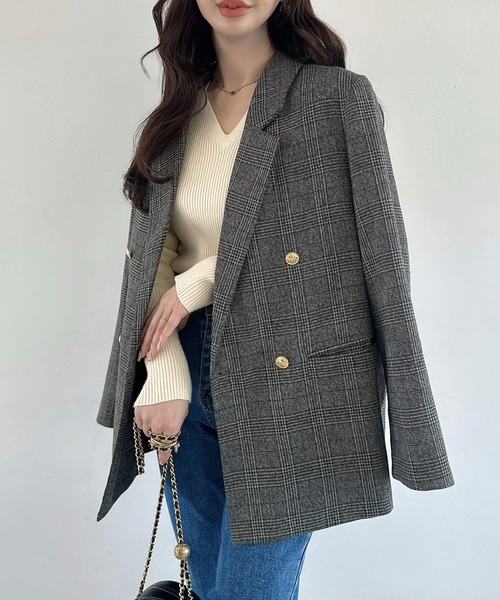 「Meiru」 テーラードジャケット LARGE モカ レディース_画像7