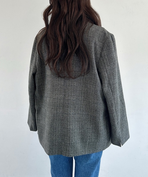 「Meiru」 テーラードジャケット LARGE モカ レディース_画像9