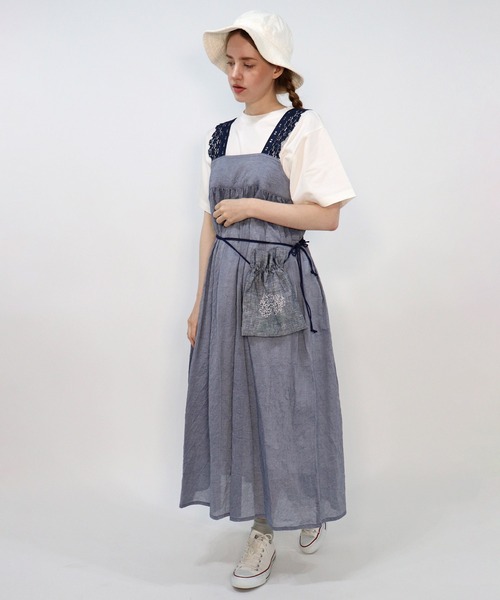 「haupia」 サロペットスカート MEDIUM ネイビー レディースの画像