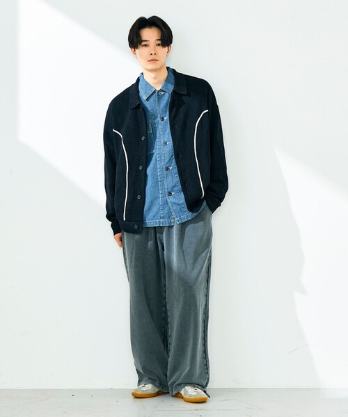「GLOSTER」 ニットカーディガン M グリーン メンズ_画像2