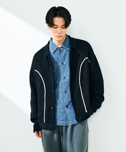 「GLOSTER」 ニットカーディガン M グリーン メンズ_画像5
