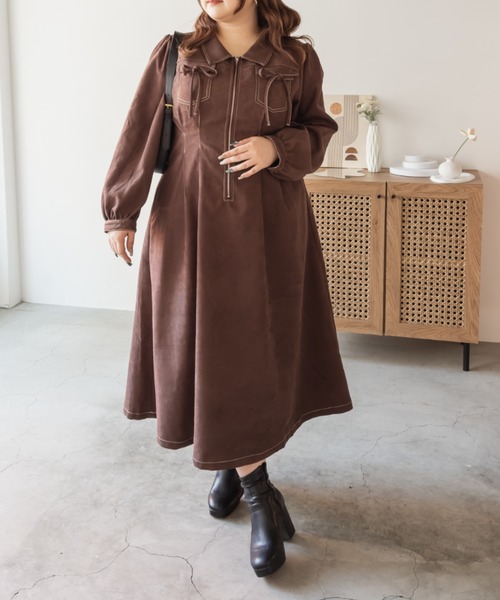 「CLETTE」 長袖ワンピース LL チャコールグレー レディース_画像3