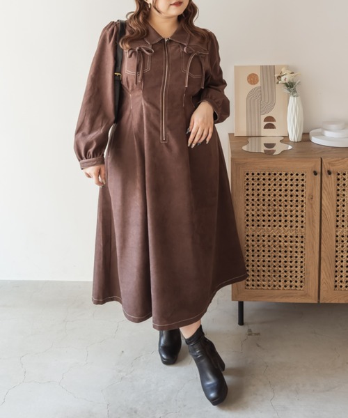 「CLETTE」 長袖ワンピース LL チャコールグレー レディース_画像4