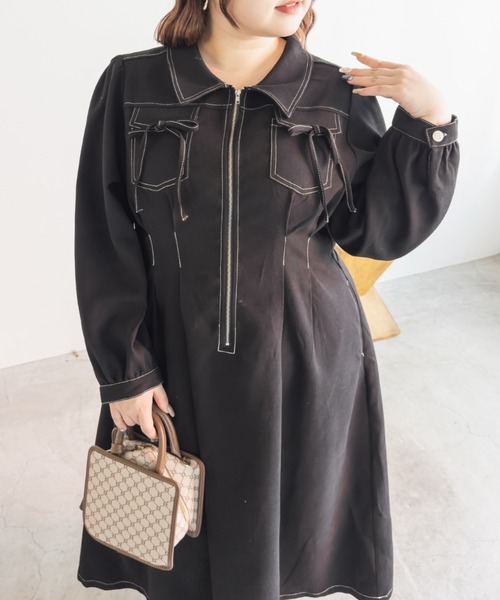 「CLETTE」 長袖ワンピース LL チャコールグレー レディース_画像7