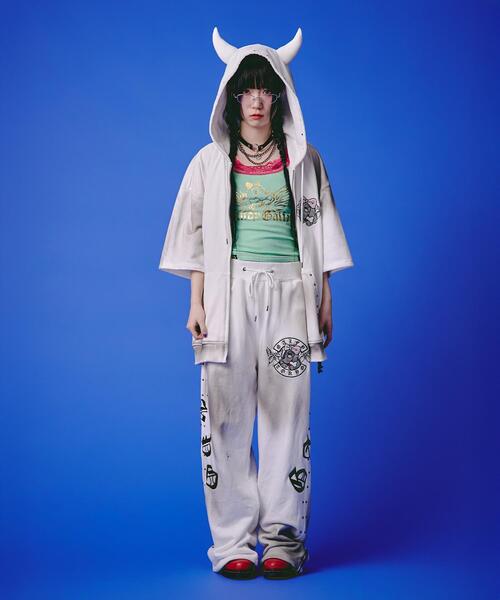 GALFY ガルフィー KRY ジャージ テープ ロゴ セットアップ 地雷 GALFY（ガルフィー） ワイドパンツ スウェットパンツ ジャージ GALFY