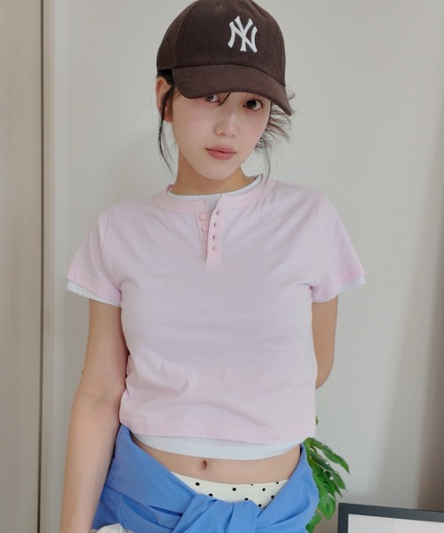JEANASIS（ジーナシス） ヘンリーネック tシャツ 半袖 「みちゃん