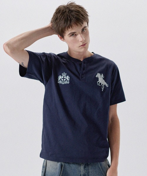 ヘンリーネック tシャツ ポニーグラフィックヘンリーネック半袖