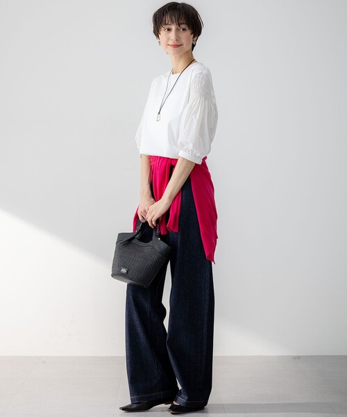 「23区 L」 7分袖カットソー 44 グレー レディース_画像3