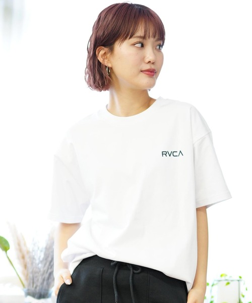 「RVCA」 半袖Tシャツ S ブラック×グリーン レディース_画像9