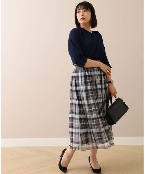 「BELLUNA PLUS」 フレアスカート X-LARGE グリーン レディース_画像2