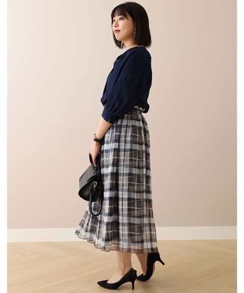 「BELLUNA PLUS」 フレアスカート X-LARGE グリーン レディース_画像3