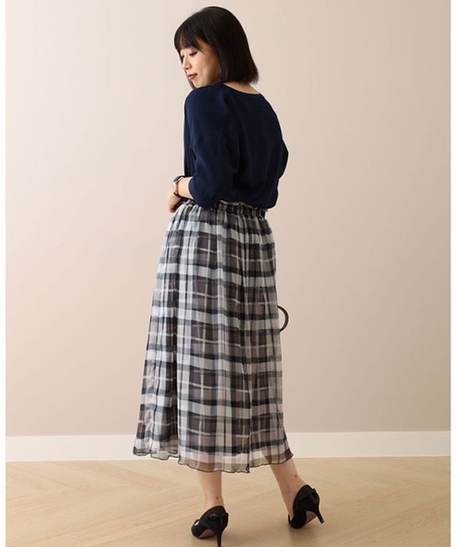 「BELLUNA PLUS」 フレアスカート X-LARGE グリーン レディース_画像4