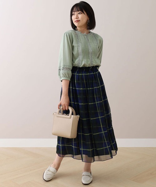 「BELLUNA PLUS」 フレアスカート X-LARGE グリーン レディース_画像5