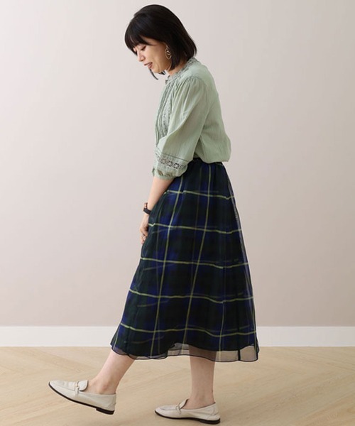 「BELLUNA PLUS」 フレアスカート X-LARGE グリーン レディース_画像6