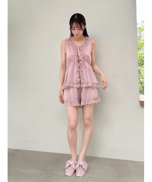 SNIDEL HOME パジャマ ルームウェア カットレーストリムセットアップ