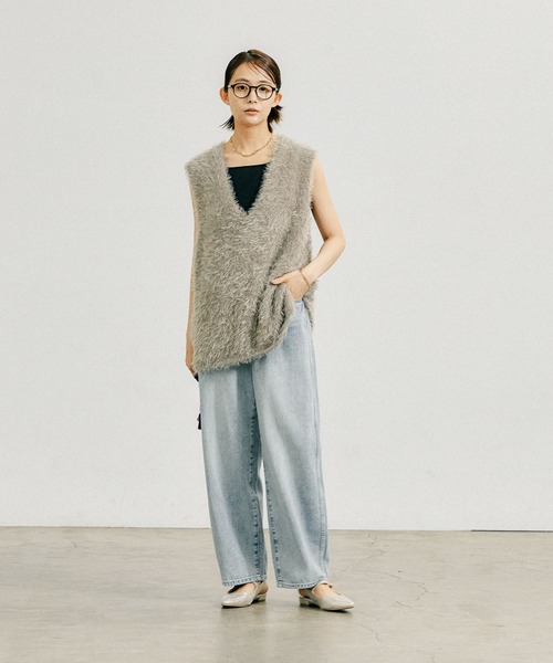「GLOBAL WORK」 デニムパンツ LARGE ライトブルー レディース_画像2