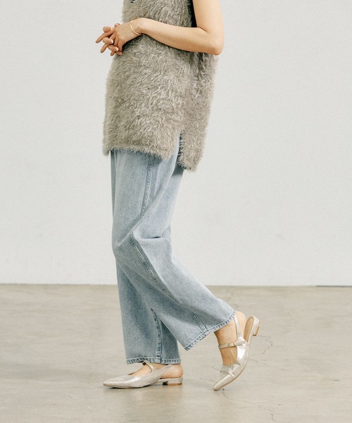 「GLOBAL WORK」 デニムパンツ LARGE ライトブルー レディース_画像4