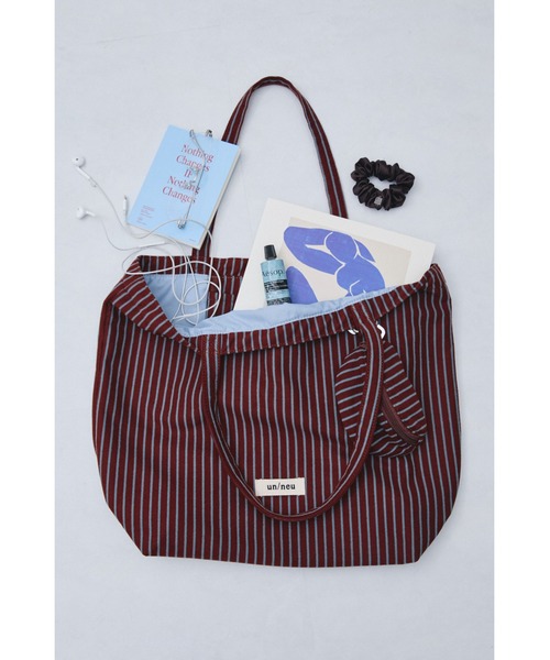 un/neu トートバッグ ニットライクストライプトート(ポーチセット