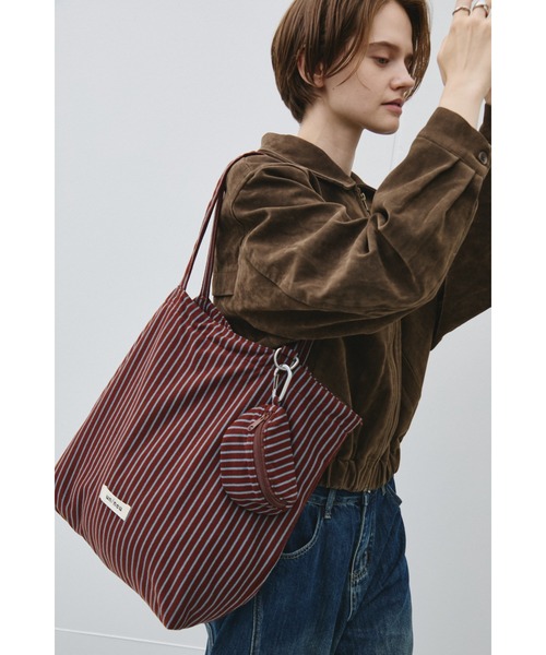 un/neu トートバッグ ニットライクストライプトート(ポーチセット