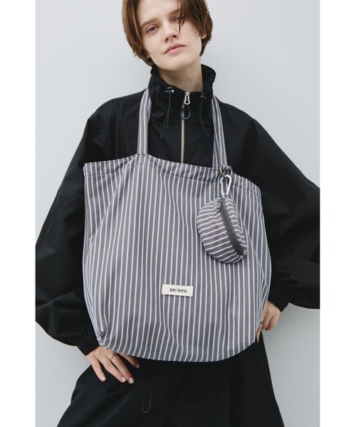 un/neu トートバッグ ニットライクストライプトート(ポーチセット