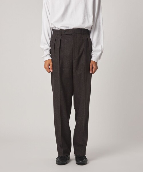 【美品】Steven Alan ワイド テーパード トラウザーズ パンツ S STEVEN ALAN（スティーブンアラン） ワイドパンツ スラックス ネップ