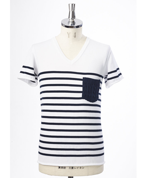 メンズ tシャツ Tシャツ BORDER POCLET V-NECK T｜zozo