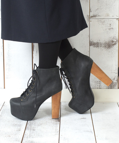 ジェフリーキャンベル　黒　レース　ブーツ　LITA Jeffrey Campbell ブーツ ”LITA”レースアップショートブーツ