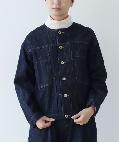 yuni デニムジャケット gジャン cotton denim ノーカラー ブルゾン
