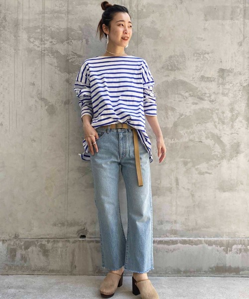 tシャツ 「Attick by Johnbull」ボーダーボートネックTシャツ レディース メンズ Johnbull tシャツ 「Attick by Johnbull」ボーダーボートネックT