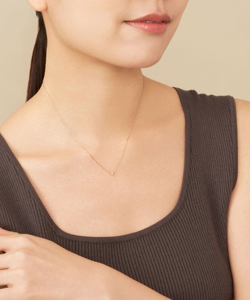 ネックレス K18PG 一粒ダイヤモンドネックレス レディースの画像