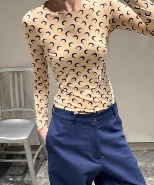 月　ムーン柄　カットソー Mangrove（マングローブ） tシャツ ムーンプリントトップス レディース
