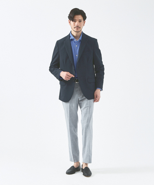 【美品】アバハウス スーツ セットアップ ストレッチ ネイビー ジャケット 秋冬生地/セットアップ対応】カシミヤタッチ ピーチ起毛