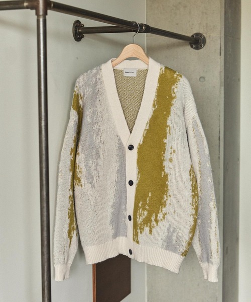 EMMA CLOTHES カーディガン イレギュラーストライプ モヘアライク 