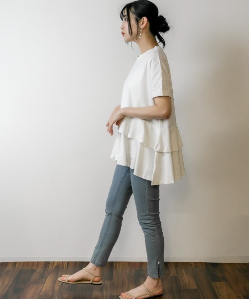 atONE tシャツ 半袖フリルオーバートップス レディース : ZOZOTOWN 