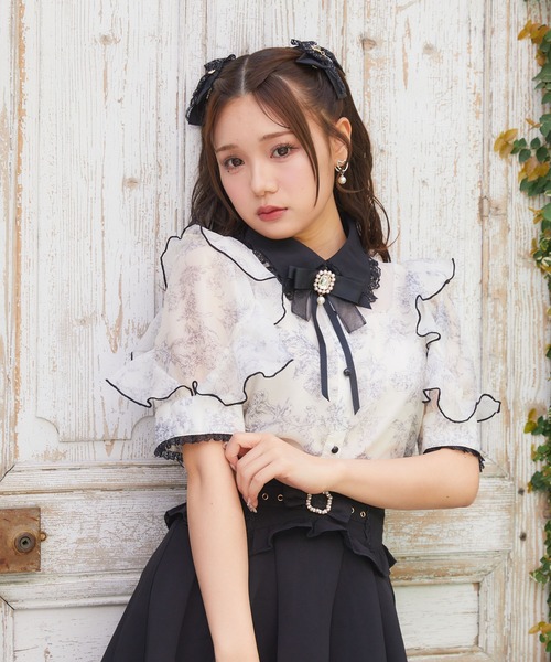 ロジータ 花柄フリル 半袖 ブラウス セットアップ 未使用 ROJITA（ロジータ） シャツ ブラウス 花柄シアーブラウス : ZOZOTOWN
