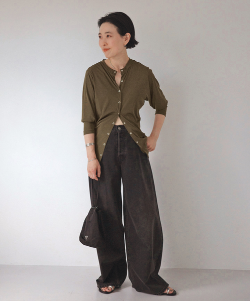 【新品／送料込】 DAWN/ダンHAORIブラック速乾性/通気性/UV AP STUDIO ラッシュガード 「DAWN/ダン」HAORI WITH SNAP BUTTON