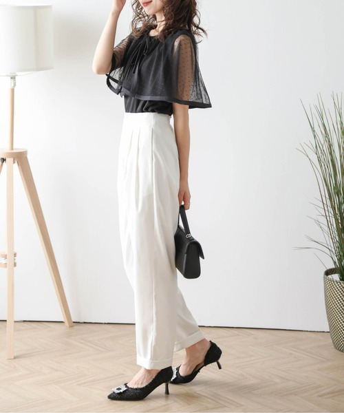 tシャツ チュールケープ襟ノースリトップス レディース : ZOZOTOWN