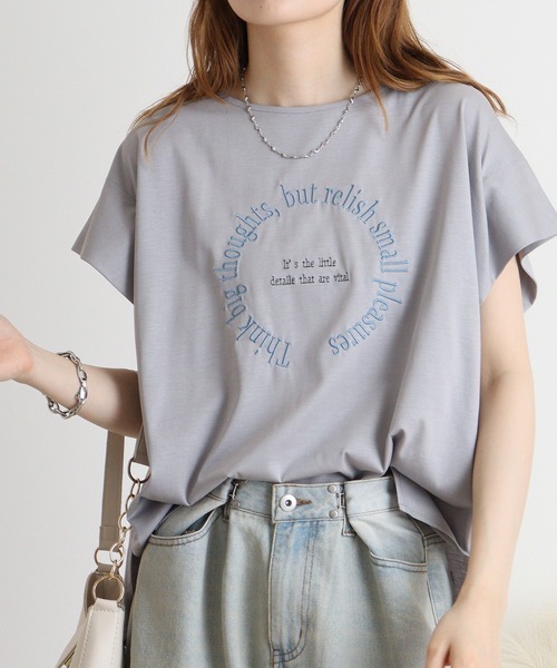 tシャツ BRODIAEA サークル刺繍ロゴ　極サラTシャツ レディース tシャツ BRODIAEA サークル刺繍ロゴ 極サラTシャツ レディース