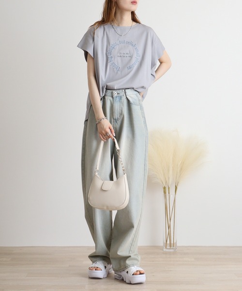 tシャツ BRODIAEA サークル刺繍ロゴ　極サラTシャツ レディース tシャツ BRODIAEA サークル刺繍ロゴ 極サラTシャツ レディース