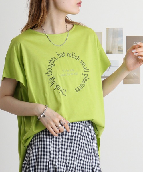 tシャツ BRODIAEA サークル刺繍ロゴ　極サラTシャツ レディース tシャツ BRODIAEA サークル刺繍ロゴ 極サラTシャツ レディース